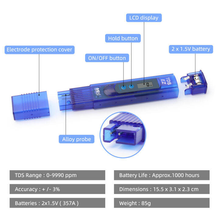 เครื่องวัดความบริสุทธิ์ของคุณภาพน้ำดิจิทัลมิเตอร์-tds-rcygao-มิเตอร์-tds-ppm-สำหรับตู้ปลาน้ำดื่มไฮโดรโปนิกส์