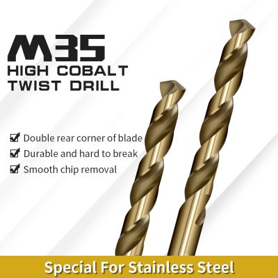 1.0-13mm HSS M35 Twist Drill Bits Set ไม้ / โลหะเจาะรูโคบอลต์เคลือบตรงก้านเจาะเครื่องมือ