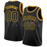 Custom Black Black-Gold Round Neck Basketball Jersey Customized Tank Tops for Men Jersey Personlized Sew Team Unisex Top