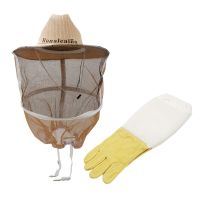 【HOT】 Beekeeping protective kit 1Pair Gloves  amp; 1 Pcs Anti Bee/Sting Hat Breathable Beekeeper Apiculture tool