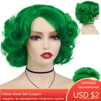 GNIMEGIL Cosplay Wig Green Wigs for Women Synthetic Short Curly Wig St. Patricks Day Costume Party Harajuku Anime Lolita Wig Wig  Hair Extensions Pad