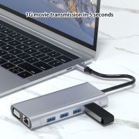 แล็ปท็อป Splitter 100MB USB 3 0 Audio Computer Hub TF Card Reading Adapter Dock Travel 100W PD Charger สำหรับใช้ในครัวเรือน