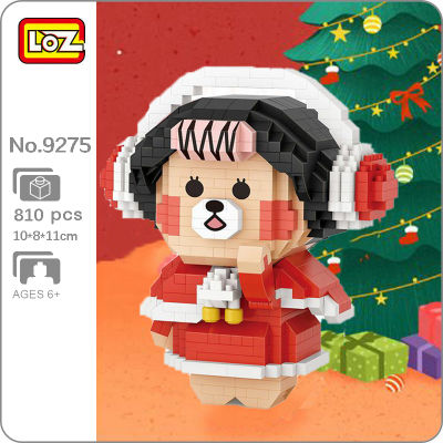 LOZ 9275สัตว์โลกคริสต์มาสหมีสาวซานตาคลอสเสื้อหนาว3D มินิเพชรอิฐบล็อกอาคารของเล่นสำหรับเด็กไม่มีกล่อง