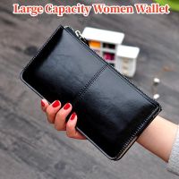Large Purse Zipper Wristband Card Clutch Wallet Female Coin Holder Oil Womens Wax