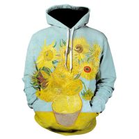 Sunflowers Oil Painting Van Gogh Hoodies Men Women Fashion Art Clothing 3D Print Almond Flower Hot Sale Pullovers Vintage Hoodie