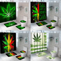 Maple Leaf Print Shower Curtain Waterproof Polyester Bathroom Curtain Anti-slip Bath Mat Set Toilet Rugs Car Home Decor.