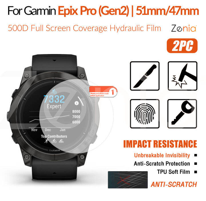 zenia-2ชิ้น-hd-แบบเต็มจอฟิล์มกันรอยสำหรับขอบโค้งปกป้องทุกส่วนของเครื่อง-garmin-epix-pro-gen-2-sapphire-standard-51mm-47mm-สมาร์ทวอท์ช-hd-9h-มองไม่เห็นฟิล์มป้องกันฟิล์มบาง-tpu-ป้องกันการระเบิดแผ่นฟิล์ม