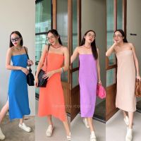 Summer coral dress??☀️(430฿ฟรีส่ง) เดรสเกาะอกผ้ามีtexture ผ่าข้าง โทนสีสดใสรับซัมเมอร์ สวยเด่นขับผิวสุดๆ ทรงสวย