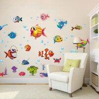 Cartoon Underwater World Wall Stickers for Kids Childrens Room Bedroom Decoration Removable Waterproof Wallpapers Wall Stickers  Decals