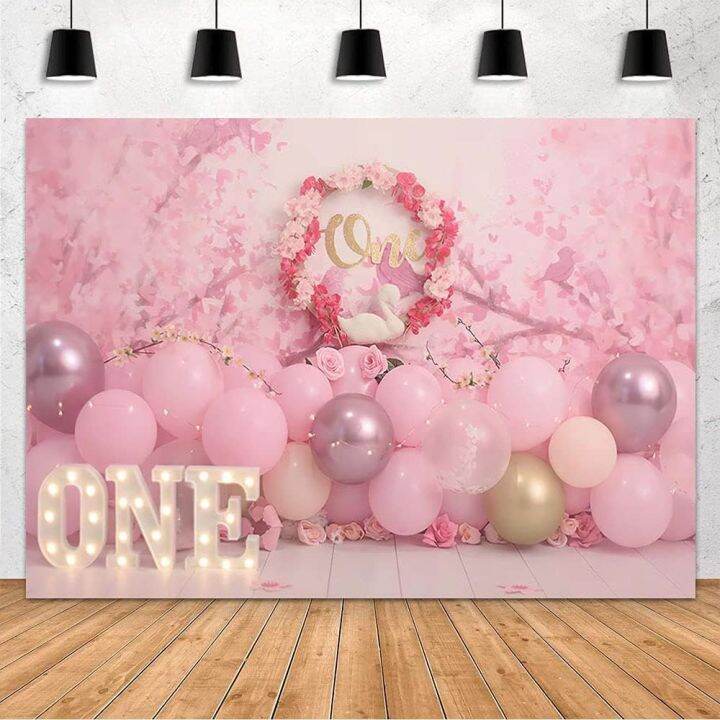 Pompon Decorativi Per 1° Compleanno | Rosa Con Numero 1 Glitterato | 3 Pezzi | Amscan