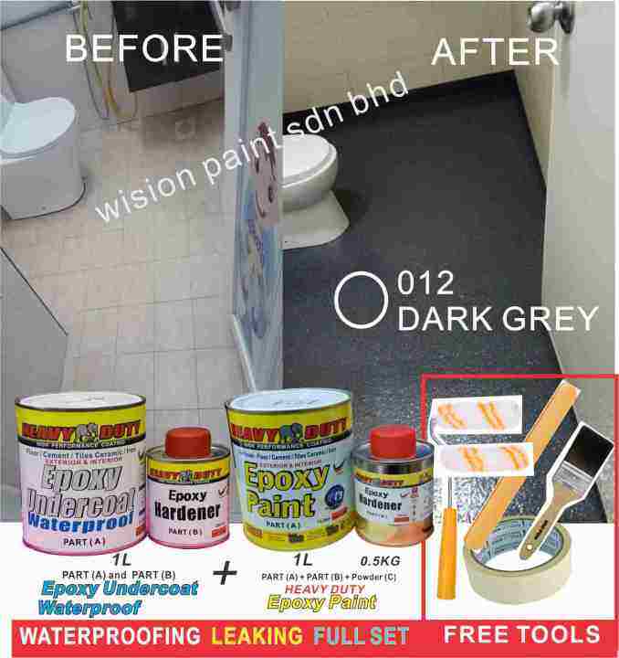 012 FULL SET Epoxy Floor Coating HEAVY DUTY ( FREE Tool Set + 1L