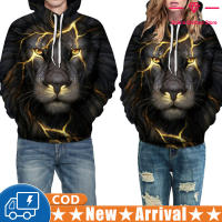 แฟชั่น Hooded Sweatshirt สำหรับผู้ชายผู้หญิง Cool Black Lion 3d การพิมพ์ดิจิตอลเสื้อกันหนาวหลวม Pullover Tops