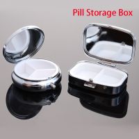 1Pc Waterproof Metal Pill Organizer Portable Round Square Pill Box Pill Container Weekly Pill Splitter Box Medicine  First Aid Storage