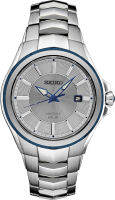 Seiko Men Solar Dress Watch with Stainless Steel Strap, Silver, 12 (Model: SNE565)