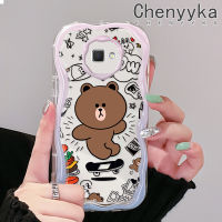 "Chenyyyka เคสปลอกสำหรับ Samsung J7 Prime J7 Prime 2 J2 Prime เคสการ์ตูนหมีสีน้ำตาลน่ารักสีสันสดใสเคสโทรศัพท์โปร่งใสเนื้อครีมลายคลื่นเคสนิ่มป้องกันซิลิโคนง่ายปลอกใส"