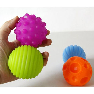 4&amp;6pcs Textured Multi Ball Set soft develop baby tactile senses toy Baby touch hand training Massage ball Rattle Activity toys
