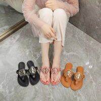 Xi Ke tb slippers womens summer tory burchˉ wear 2023 new casual flat non-slip beach shoes thick summer flip-flops