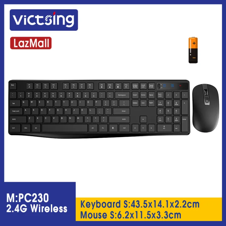 VicTsing PC230 Wireless Keyboard and Mouse Combo with 2.4GHz Full Size