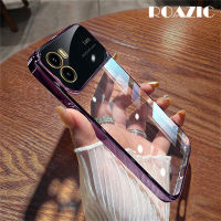 ROAZIC TPU เนื้อนิ่มโปร่งใสเคสสำหรับ VIVO ฟิล์มเลนส์ Y15s Y01 Y01A ชุบด้วยไฟฟ้าเคสใส่โทรศัพท์มุมมองขนาดใหญ่กันกระแทกบางเฉียบ C01-2ฝาหลัง