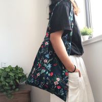 【jw】✣₪๑  Fashion Design Handbag Classic Book Shopping Shoulder Original Ladies Cotton Fabric Totes