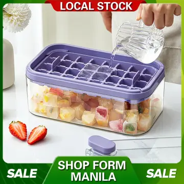 1pc 24 Grid Silicone Ice Cube Mold With Lid, Modern Purple Ice Cube Maker  Tray For Kitchen