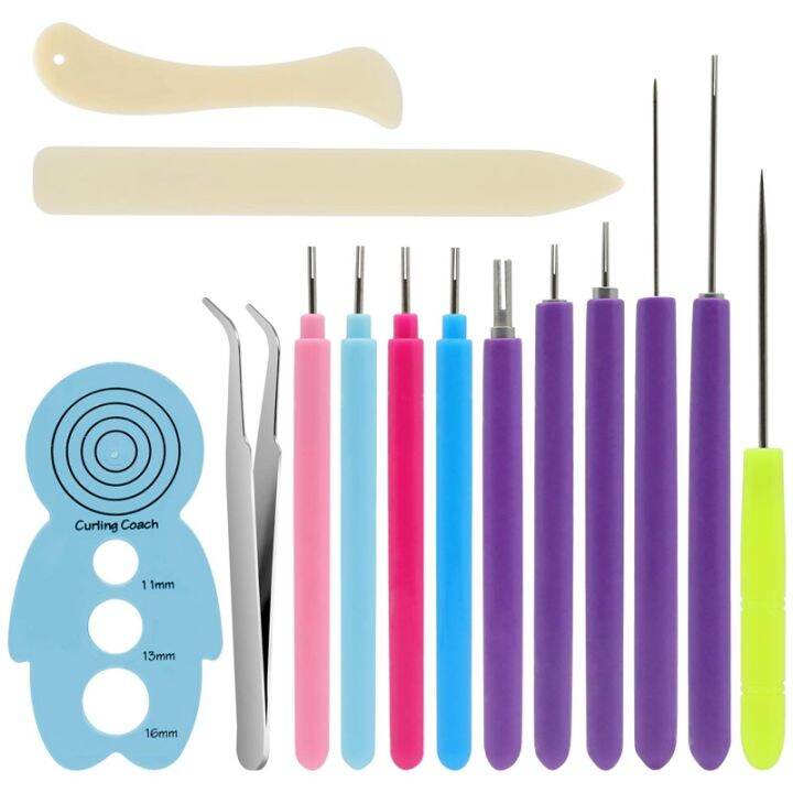 14 Pieces Paper Quilling Tools Slotted Kit,Assorted Sizes Rolling