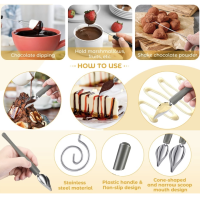 อุปกรณ์ทำช็อคโกแลต สแตนเลส Set สุดคุ้ม! Premium Candy Dipping Tools Fork Spoons Chocolate Dipping Tool Fondue Fork