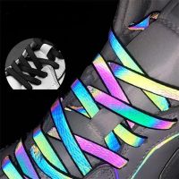 [Fashion goods060]120ซม. Holographic สะท้อนแสงเชือกผู้หญิงผู้ชายเรืองแสงใน Dark รองเท้า Laces สำหรับรองเท้าผ้าใบเชือก Bootlaces Luminous