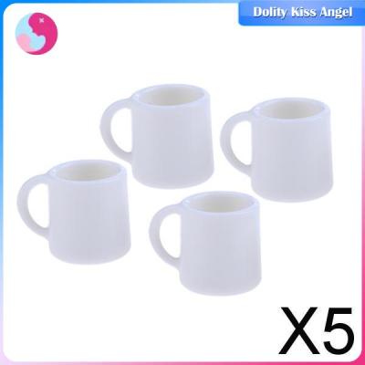 Dolity 5X ชุดแก้วถ้วยขนาดมินิ4ชิ้นหลอดดูดลายธงชาติอเมริกาบ้านตุ๊กตา1/12