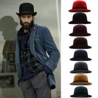 Men Women Wool Blend Oval Top Bowler Hats Woolen Fedora Caps Trilby Classical Derby Sunhat Adjustable UK M-L US 7 1/8-7 3/8 Door Hardware Locks