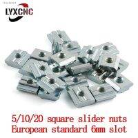 ☃●✱ 1/5/10/20PCS M3 M4 M5 M6 T Sliding Block Square Nut Eu Standard For 2020 Aluminum Profile 6mm Slot Zinc Coated Plate 3D Printer