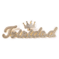 TBTK Big Crown Clasp Custom Brush Script Letter Two Tone จี้ Micro Paved Baguetteck สร้อยคอ Hiphop เครื่องประดับ