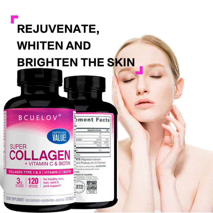 Super Collagen + Vitamin C + Biotin Promotes Youthful Skin Supports