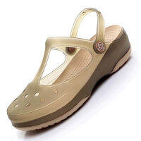 Sandels สำหรับผู้หญิงฤดูร้อนรองเท้ารองเท้าแตะแบน Wedges Beach ผู้หญิงสไลด์ Bottoms Hole รองเท้า Clogs สตรี Jelly สไลด์ ~