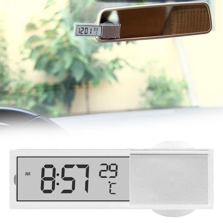 2-in-1รถยนต์รถนาฬิกาจอแสดงผล-lcd-s-ucker-ประเภทเครื่องประดับนาฬิการถใสเครื่องวัดอุณหภูมิอุปกรณ์ตกแต่งภายในแบบพกพา-k9b8