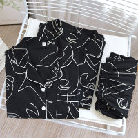 Couples Matching Pajamas Set Cotton Pyjama Pijamas Mujer Autumn Ropa Conjuntos Clothes Suit Women Loungewear Femme Pizama Damska