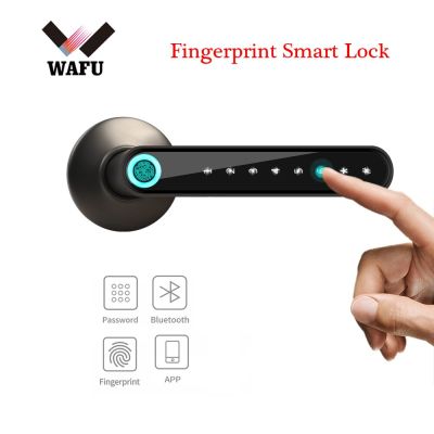 WAFU 016ล็อกประตูด้วยลายนิ้วมือควบคุมแอพพ์บลูทูธ Gembok KATA Sandi ที่จับล็อคอัจฉริยะ Keyless ล็อกทางเข้าทำงานร่วมกับ IS/Android