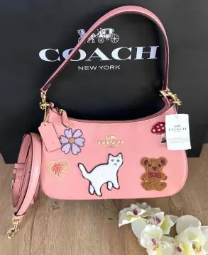 Coach Women's Teri Shoulder Bag (Pebble Leather - Creature Patches - Candy  Pink Multi) 