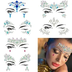 6Pcs Mermaid Face Jewels Gems Rhinestones Rave Eye Body