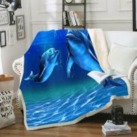 Dolphin Art 3D print fashion fleece blanket for bed bedspread Sherpa blankets