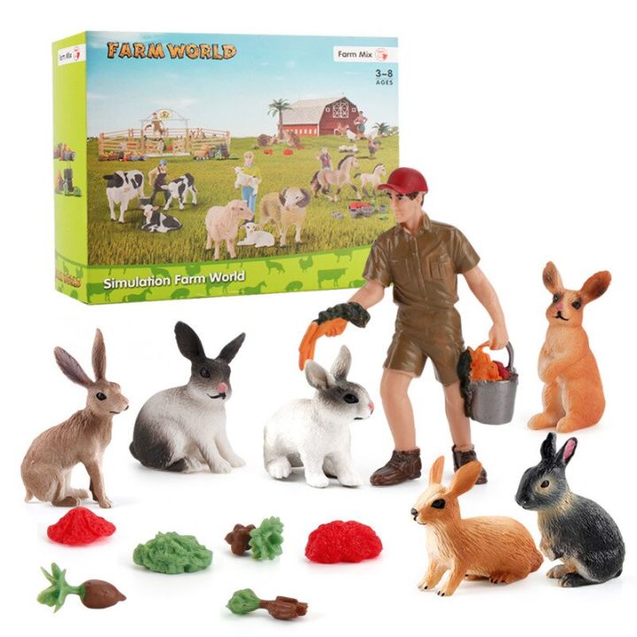 23new-simulation-farm-animal-poultry-animal-husbandry-model-suit-solid-static-shepherd-horse-pig-worker-combination-sand-table