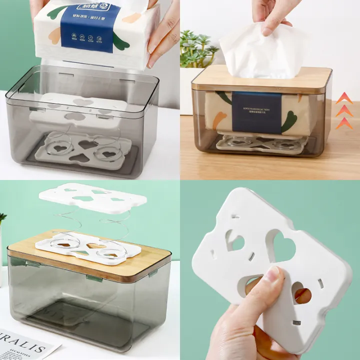 zhongloul-กล่องกระดาษทิชชูยกสปริง1ชิ้นกล่องกระดาษสปริงรองรับด้านล่างกล่องเก็บของแผ่นสปริงสำหรับห้องครัวออฟฟิศ