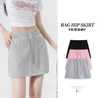 Spicy Girl Drawstring Wrapped Hip Half Skirt Womens Summer 2023 High Waist Slim Sports Skirt Pants Grey Small A-line Short Skirt