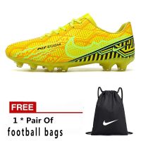 【 Dlgtyl Store 】     Men Women Camouflage Futsal Shoes Football Boots Soccer Shoes Long Spikes Outdoor Match Training Ankle Sock Shoes Turf Futsal