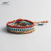 {PYAO ห้างสรรพสินค้าสำหรับการเดินทาง] AMIU สร้อยข้อมือเชือกสีแดงแบบชาวพุทธทิเบตจำนวน3ชิ้น; กำไลสำหรับผู้หญิงและผู้ชายสร้อยข้อมือเชือกสีแดงแบบแฮนด์เมด