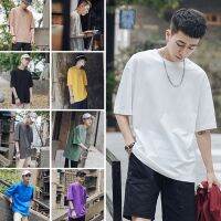 เสื้อยืด คอกลม แขนสั้น ทรงหลวม สีพื้น สไตล์เกาหลี ใส่ในฤดูร้อน สำหรับผู้ชาย