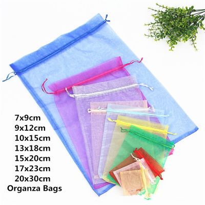 【CC】 10pcs 15x20 17x23 20x30 Organza Pouches Jewelry Wedding Decoration Birthday Supplies