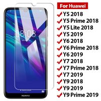 Huawei กระจกนิรภัยสำหรับ9H Y7 Y6 Prime Y5 Lite 2018ป้องกันสมาร์ทโฟนบน Y9ฟิล์มปกป้องหน้าจอ2019