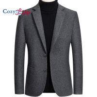 Cozy Up เสื้อแขนยาวผู้ชาย Slim Fit Solid Single Breasted Slim Fit