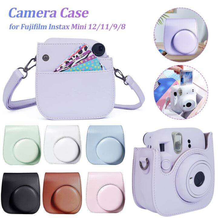 กระเป๋าเคสใส่กล้องหนัง-pu-สำหรับ-fujifilm-instax-mini-12-11-9-8กล้องย้อนยุคฝาครอบป้องกันกระเป๋ากันรอย